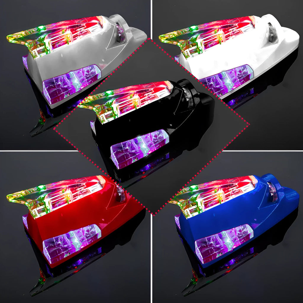 Wind energy LED car decoration light in black, 140x65x65mm, with stick-on waterproof tape for car body
