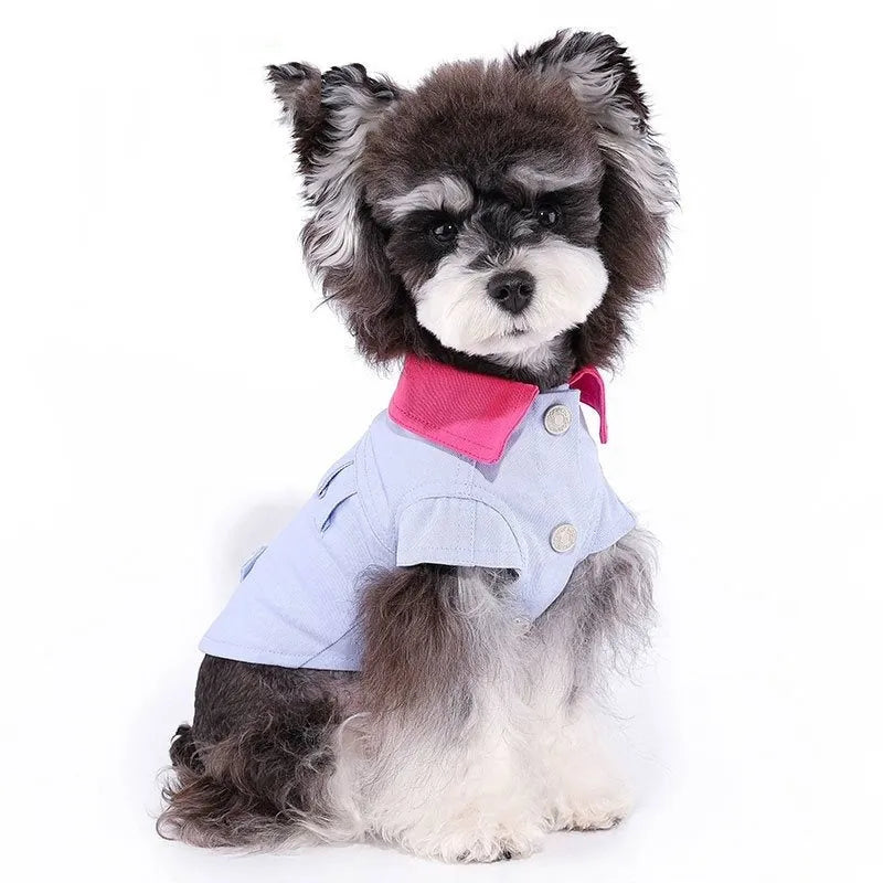 Blue and purple lightweight polyester dog vest with traction rope ring for small breeds summer wear