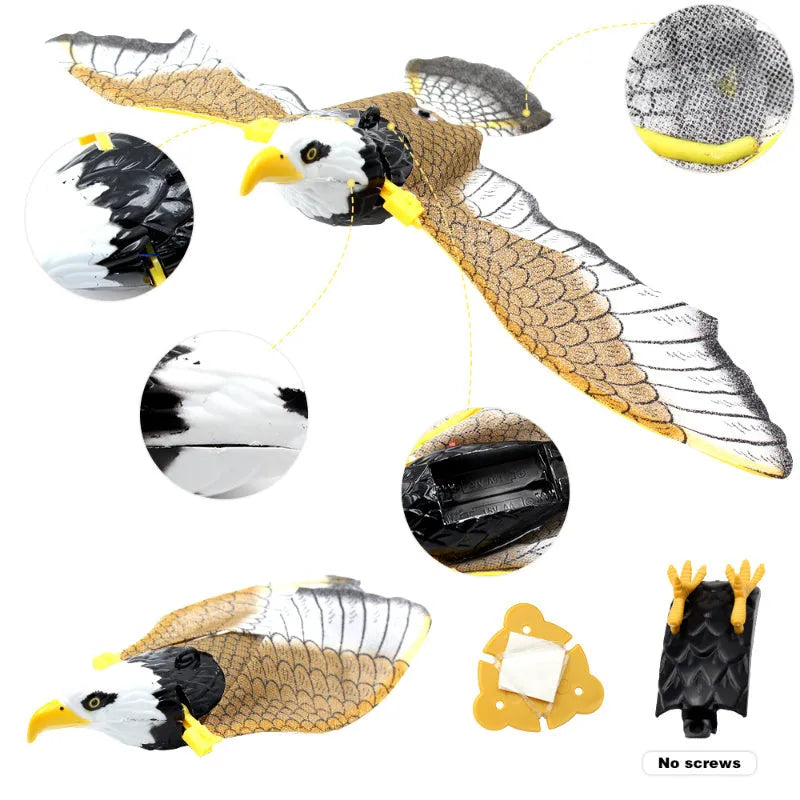 Hanging plastic simulation bird cat toy rotating teaser on ceiling with eagle design