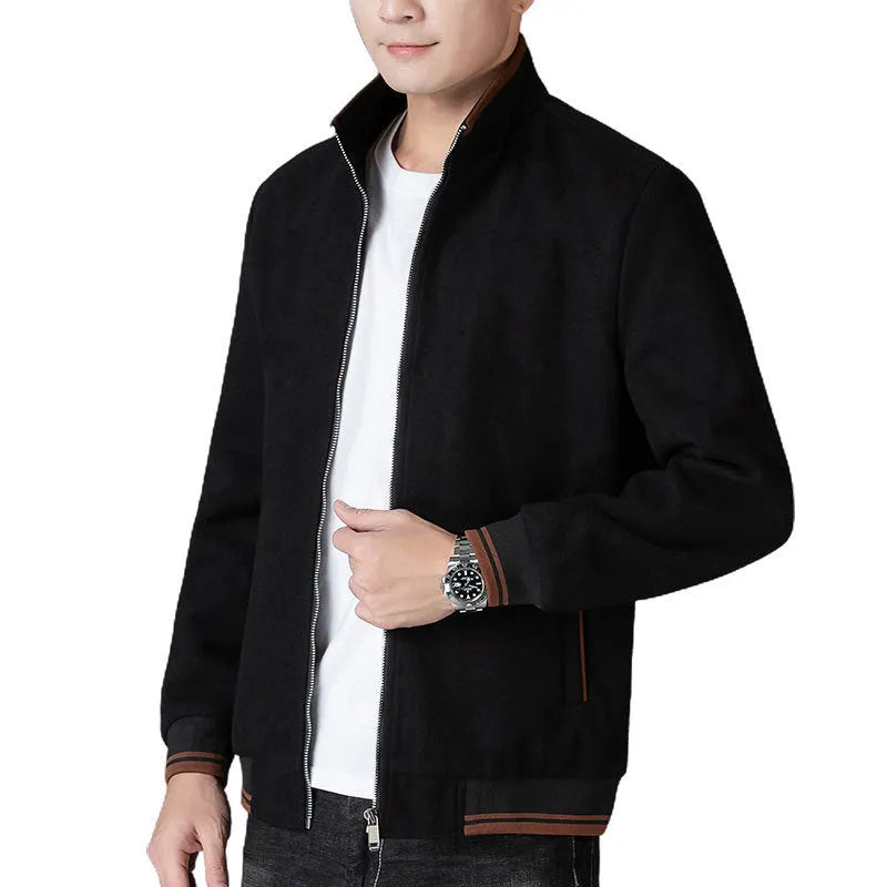 Men's grey sports-style fleece jacket with long sleeves and a side pocket.