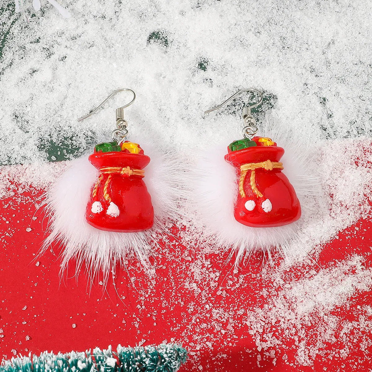 Acrylic drop earrings with Christmas snowflake and elk motifs in colour A23572