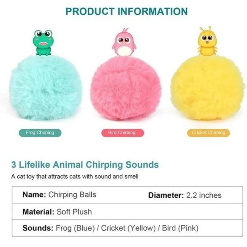 55mm diameter interactive cat toy ball with animal sounds and removable lid for catnip addition