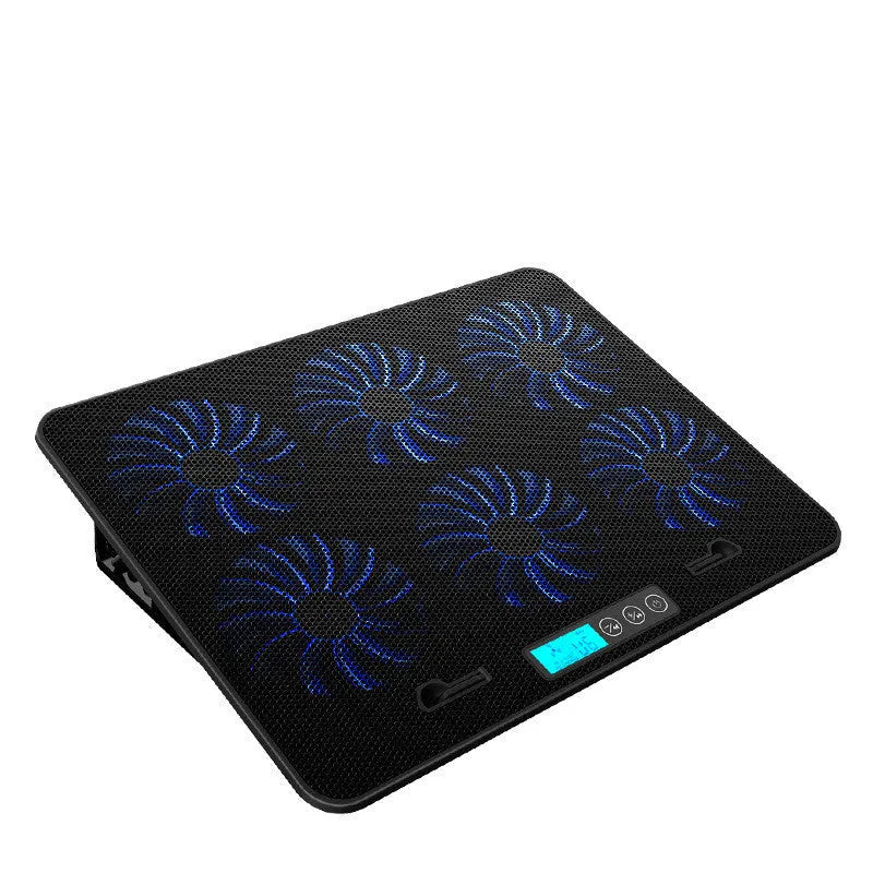A9 laptop radiator cooler with six fans alloy black regular version showing front and fan grille
