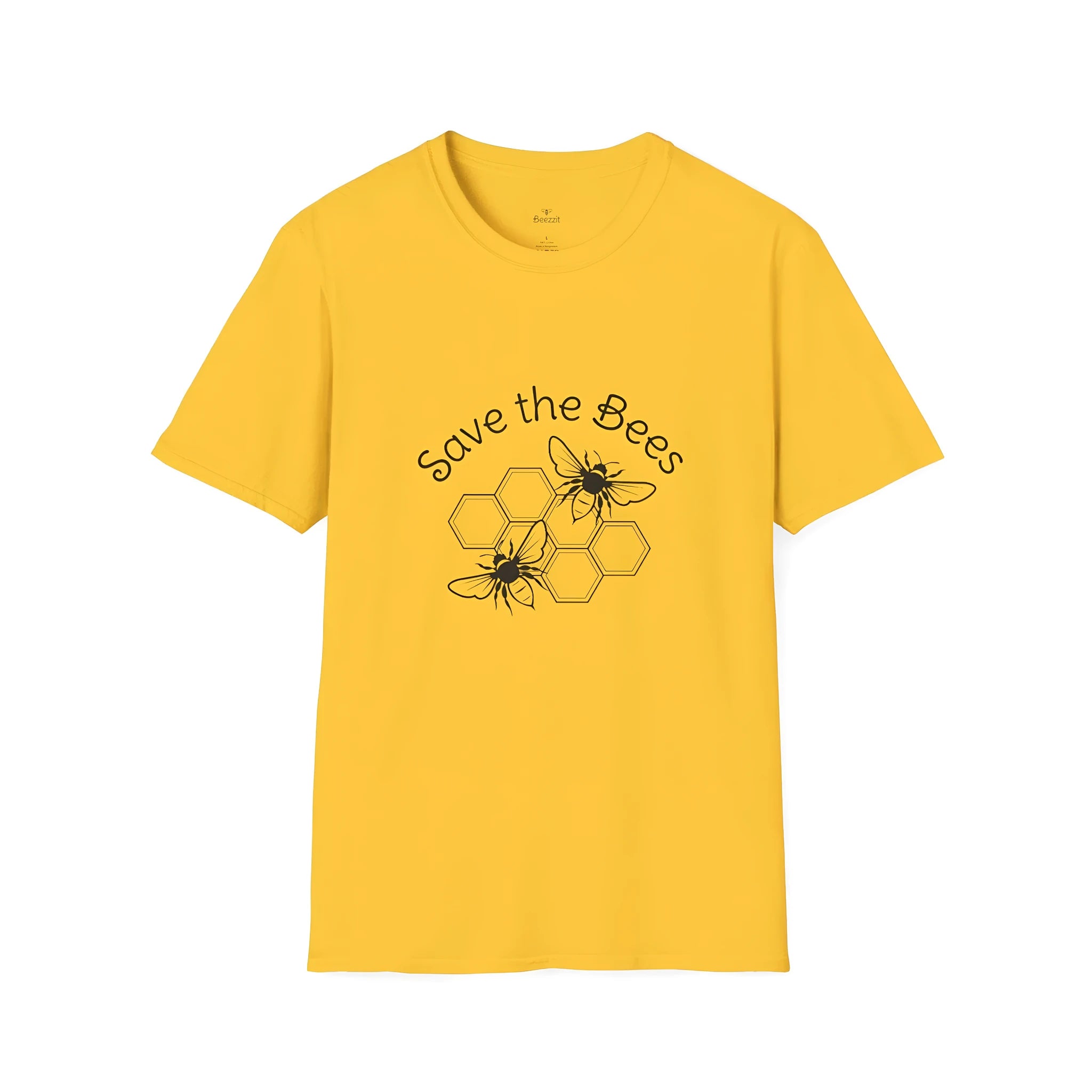 Yellow men's loose fit T-shirt with 3D digital printing, round neck and short sleeves