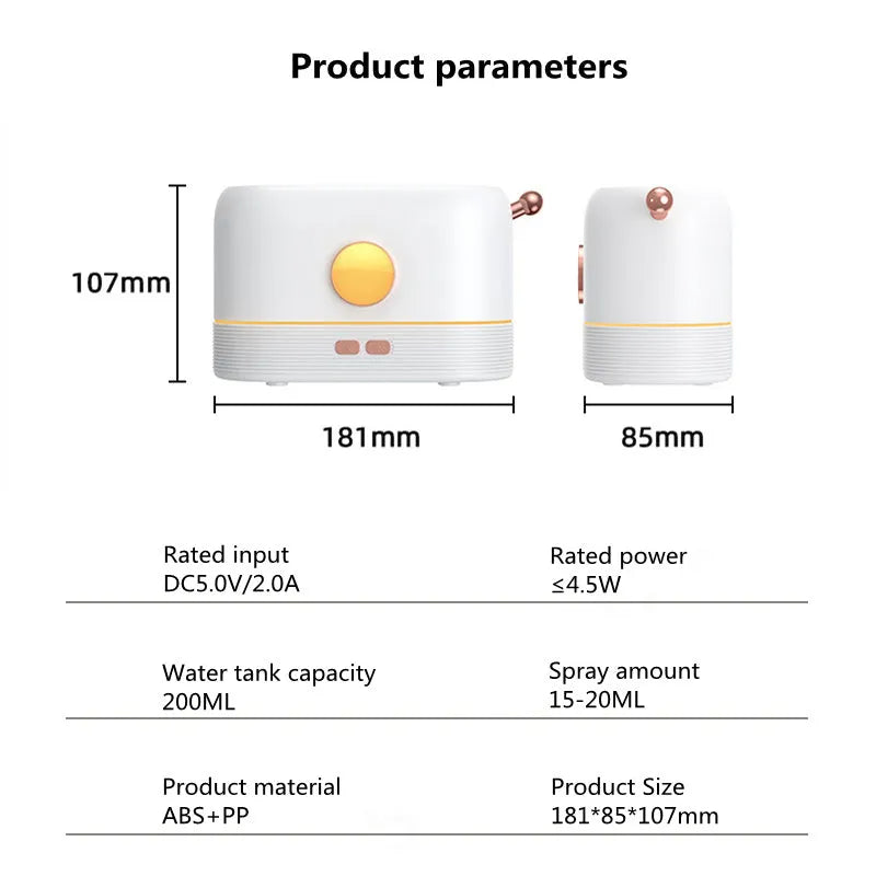 USB desktop humidifier with flame simulation effect and fragrance diffuser function