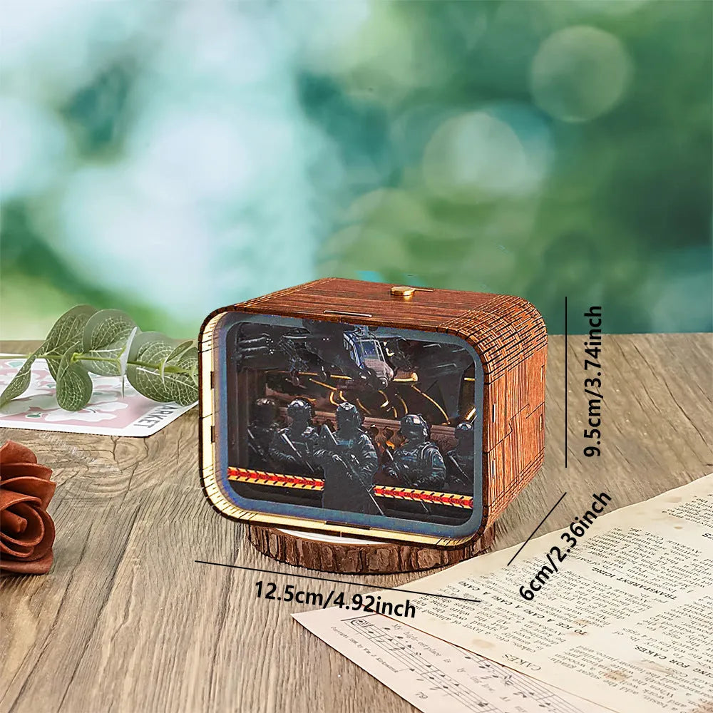 3D wooden carved night light bedside ornament in American style with carved detail