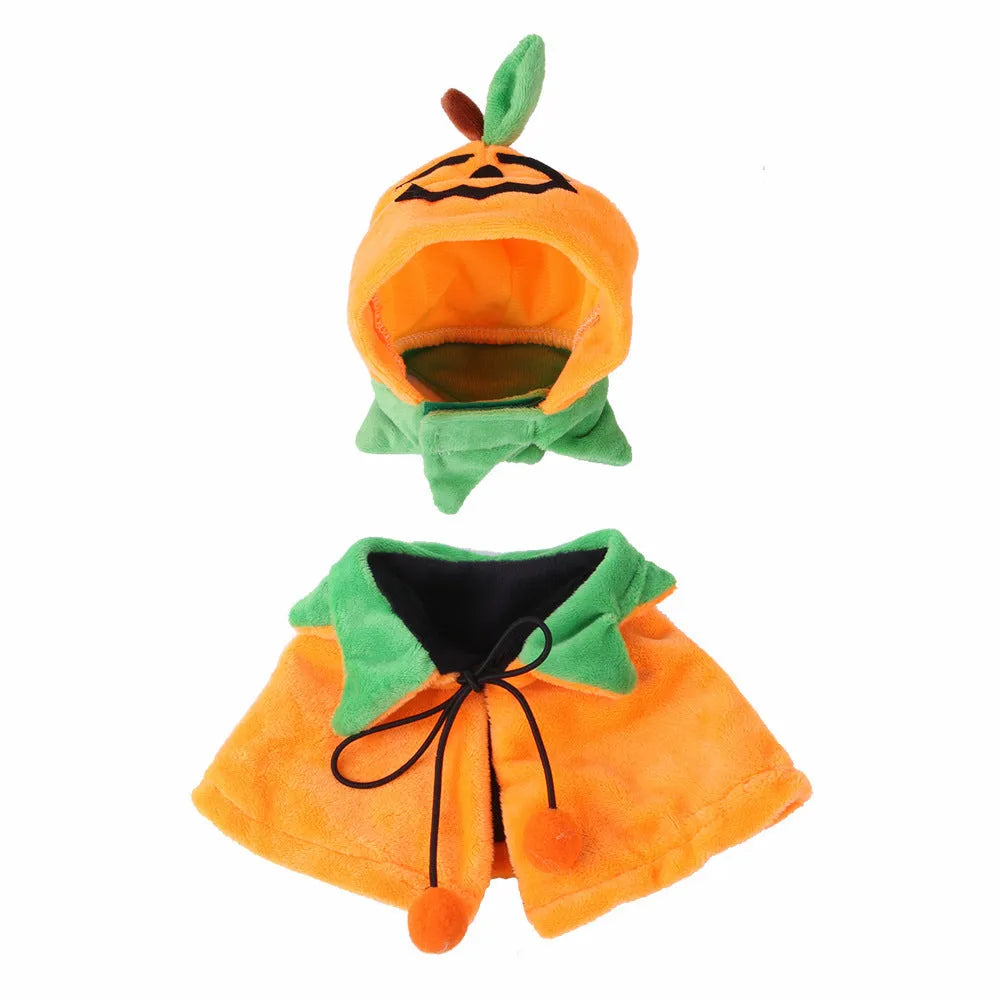 Plush Halloween cloak for pets with double-sided design in pumpkin colours