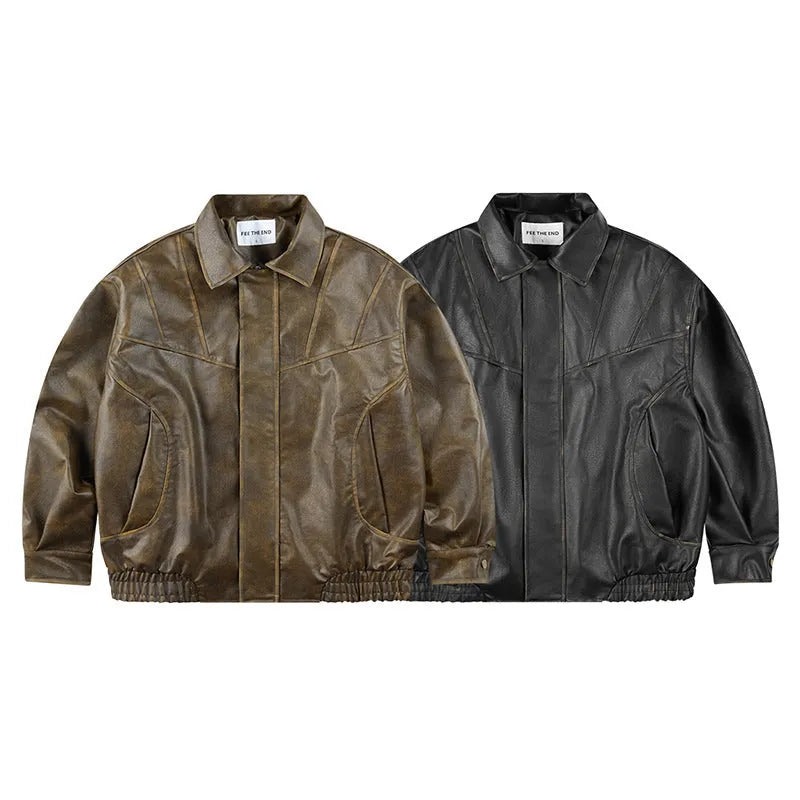 Retro polyester fibre loose fit coat for men and women, black colour, long sleeves straight hem