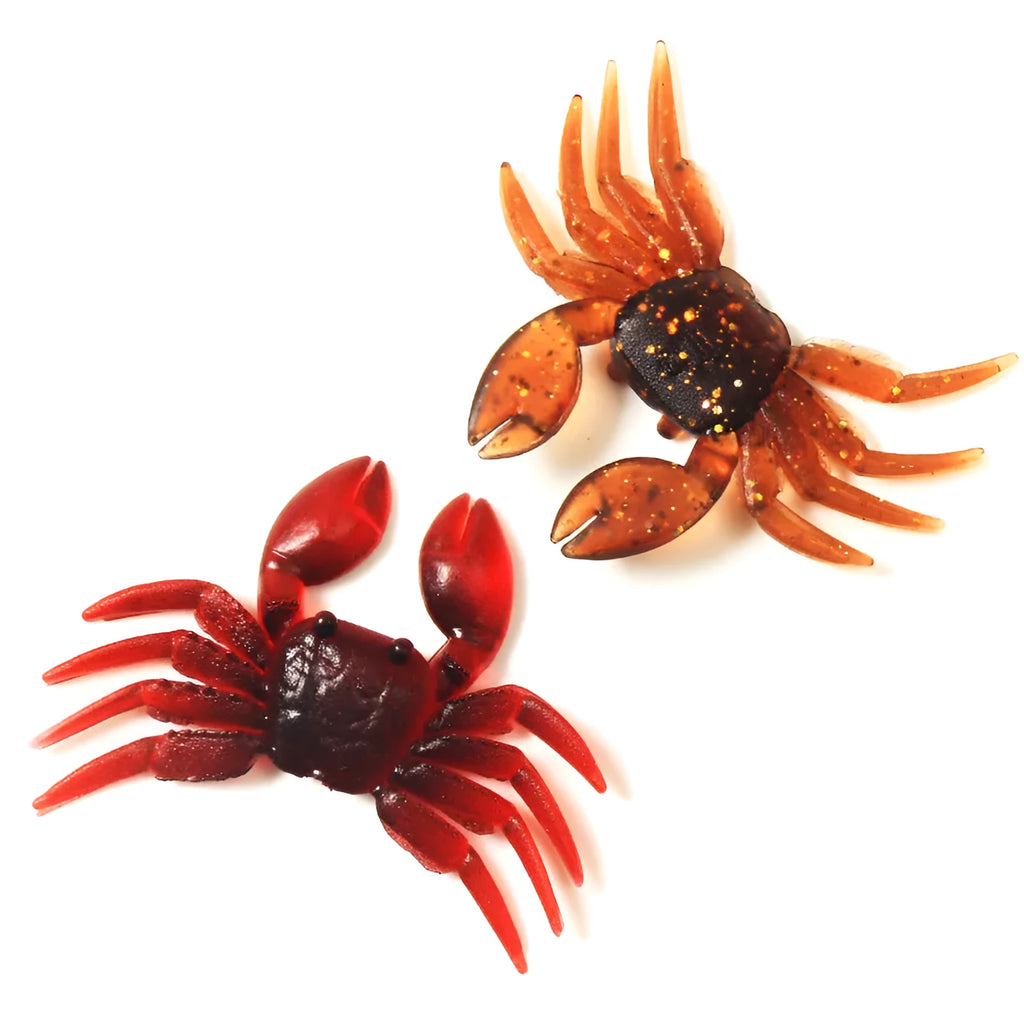 8cm PVC artificial crab fishing lure in red and brown colour options