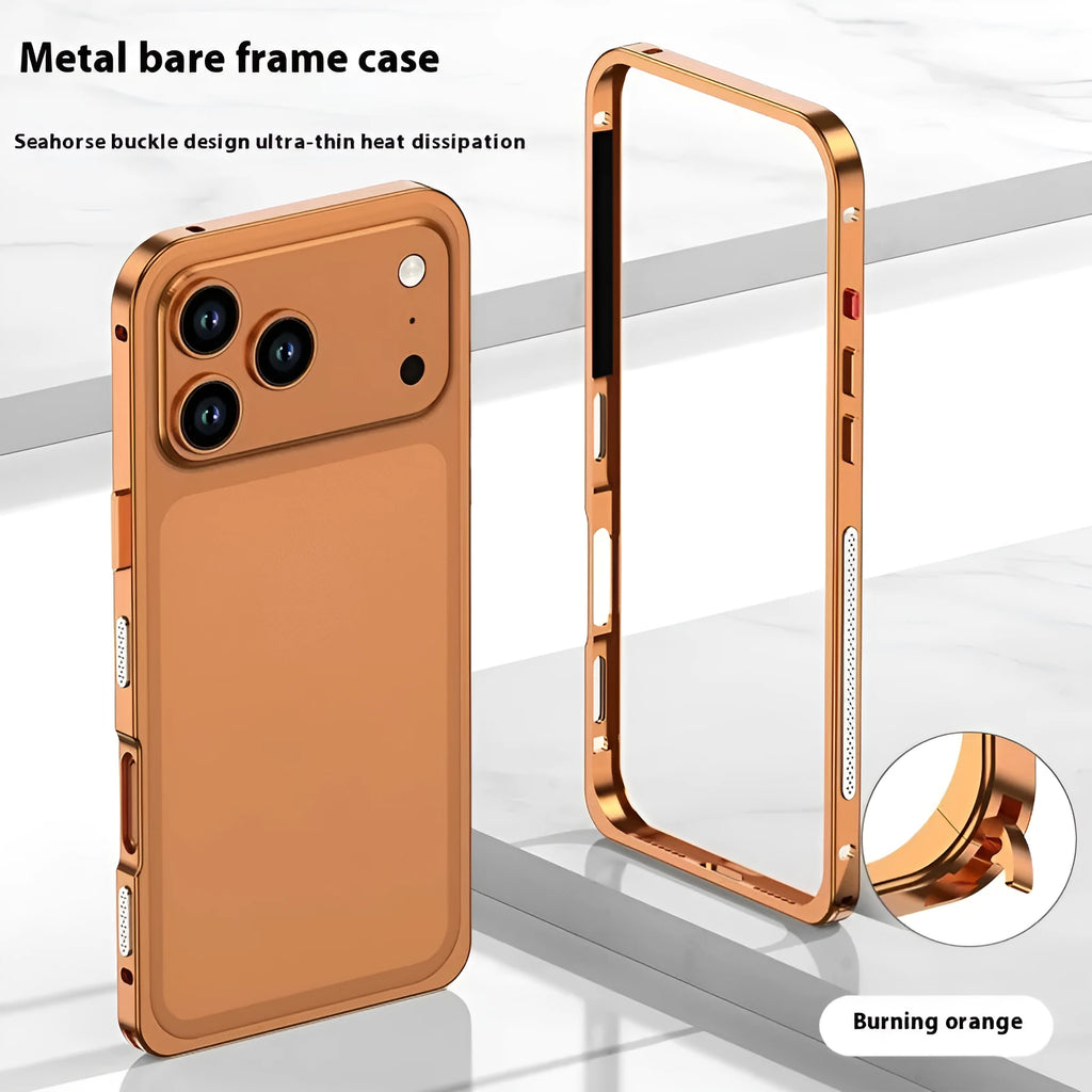 Seahorse buckle frame heat dissipation phone case in deep space black for Apple iPhone