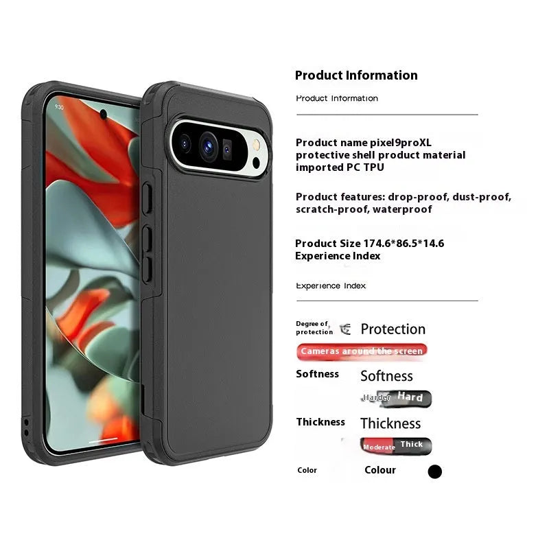 Black TPU drop-resistant phone case for Google Pixel 9 Pro and Pixel 9 Pro XL