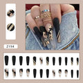 Detachable nail polish patch finished product 24 tablets long wearing armour golden butterfly glue style Z194