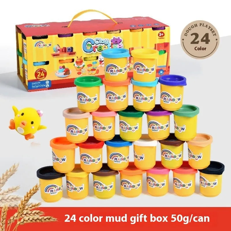 24 colour 1200g canned plasticene clay set for children 4-6 years old with thermal shrink film seal