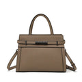 Genuine leather women's crossbody bag in horizontal square shape with clamshell opening