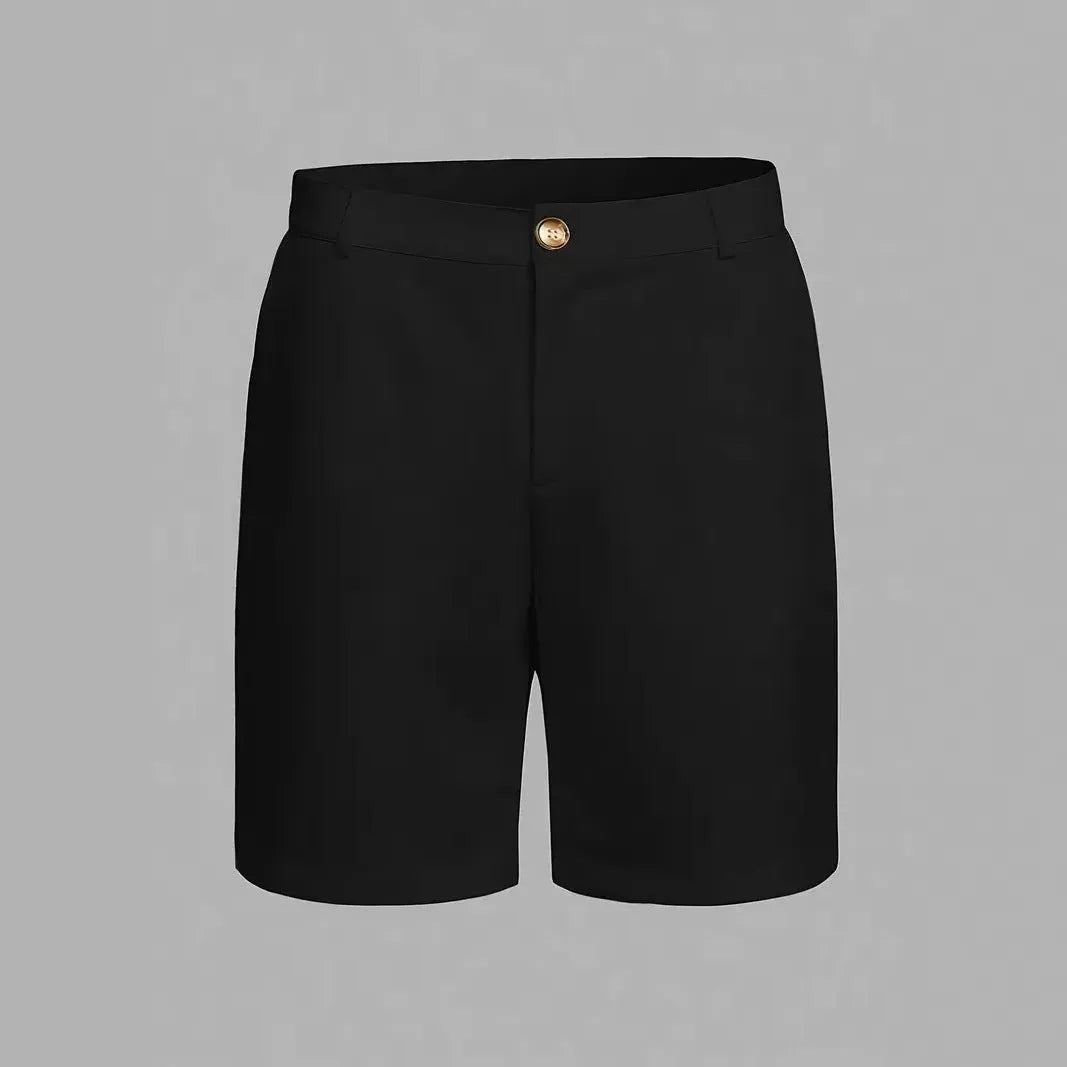 Men's solid colour cotton blend sports shorts with straight leg Korean style.