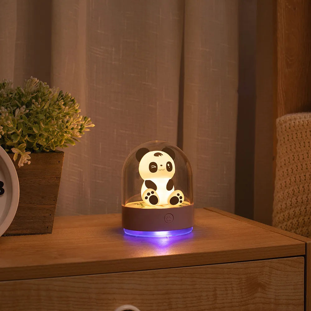 3D creative panda car bedside night light USB charging LED table lamp with PC lampshade and ABS holder, white and pink options