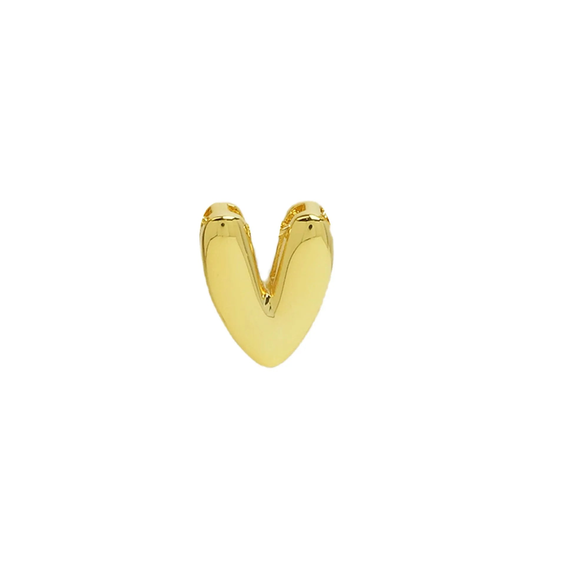 18k brass smooth surface bubble DIY letter bracelet with gold electroplated finish and letter pendant on white background
