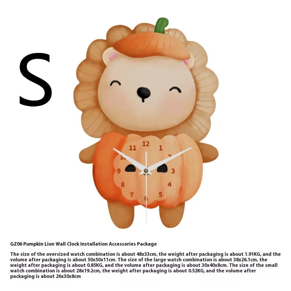 Cream style noiseless wall clock with poplar frame, cat design, 48x38.4cm oversized size