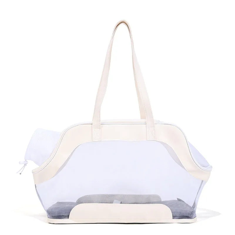 Leather cat outing carry bag in milan white colour with 25 litre capacity