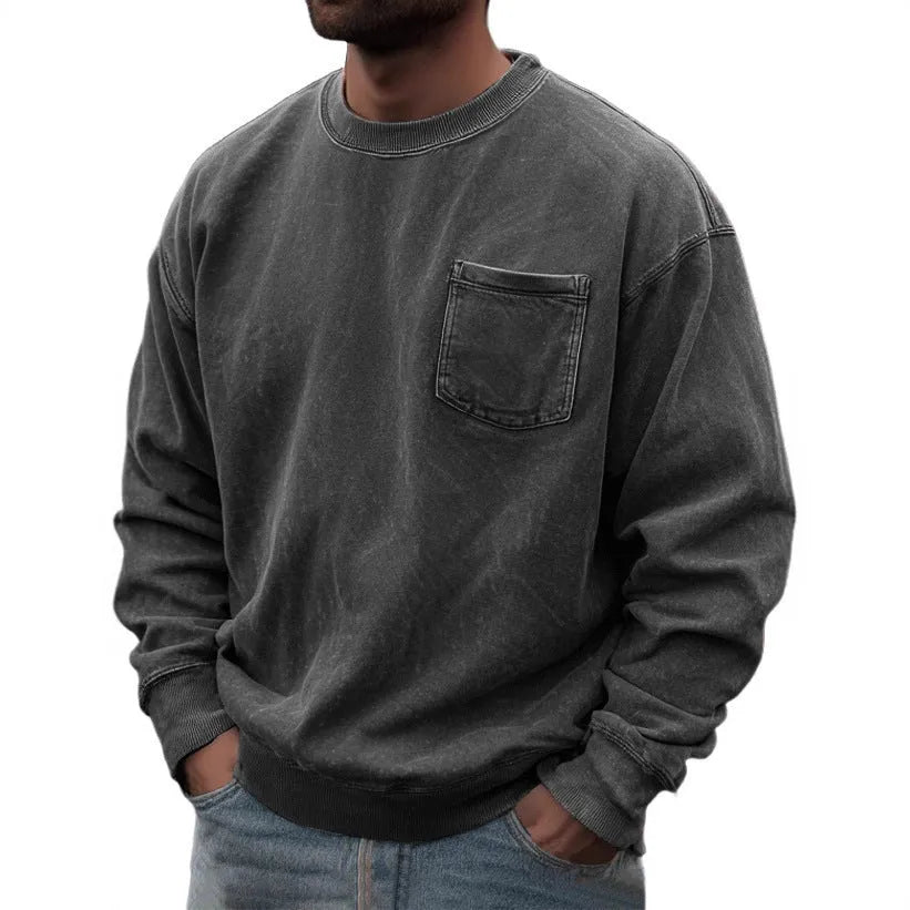 Men's pullover round neck long sleeve sweater in polyester, available in multiple colours, size S to 5XL