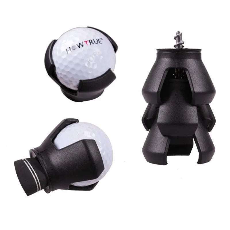 Black golf ball picker device with putter cup clip for retrieving balls from holes