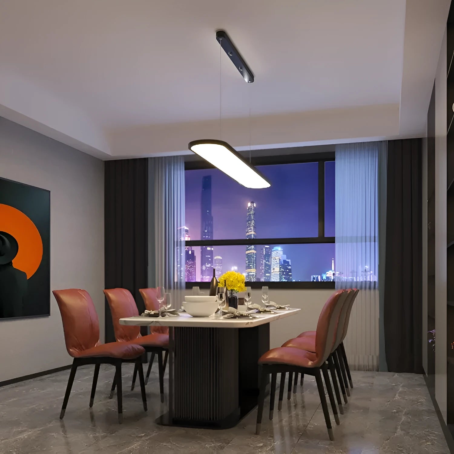 Modern simple fish-shaped iron LED pendant chandelier in white with PMMA lampshade for bar office restaurant lighting