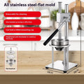 Manual stainless steel orange juicer with flat mould on a kitchen counter