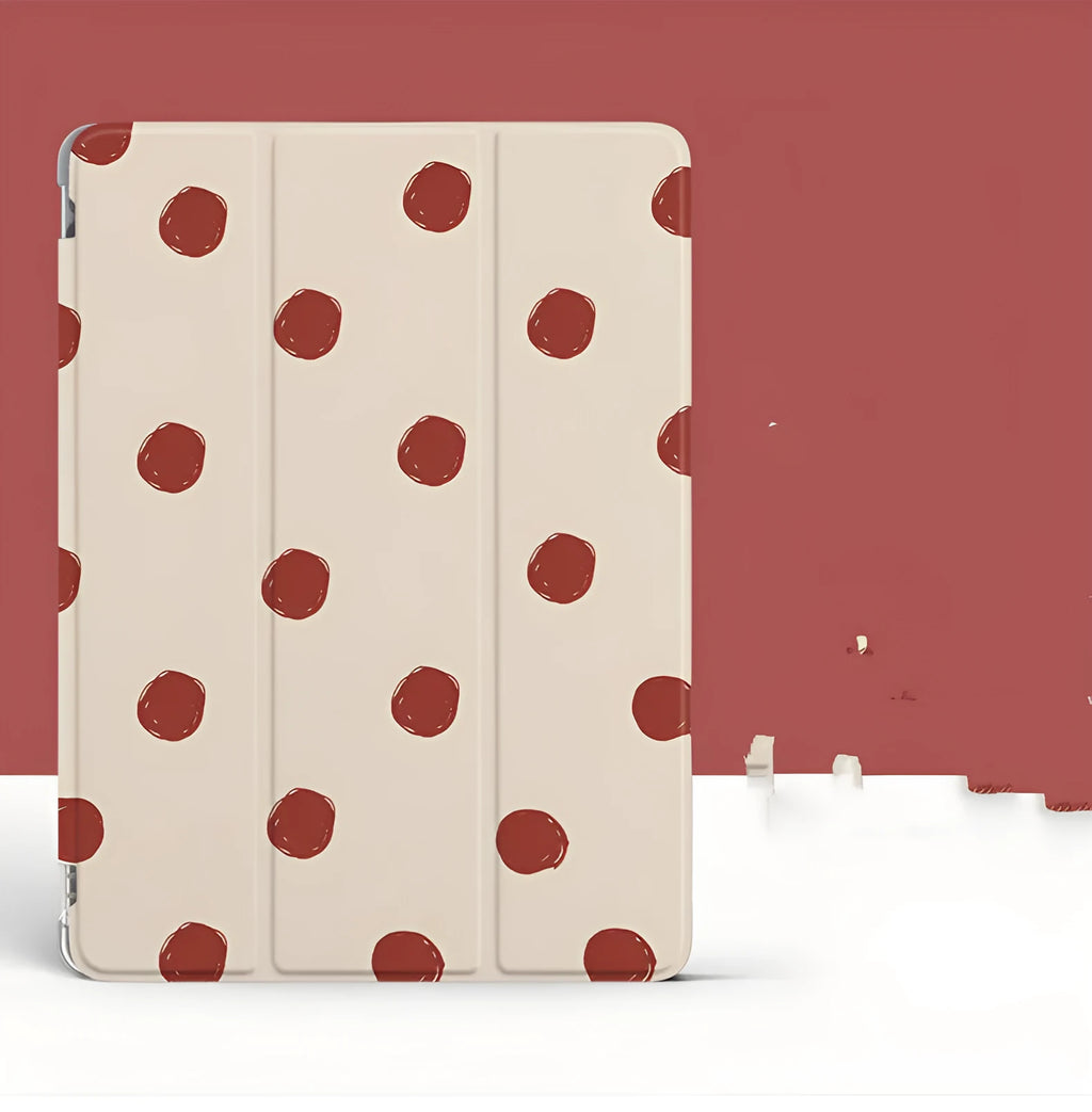 Silicone tri-fold tablet case for iPad with pen tray in wave point colour, imitation leather cover