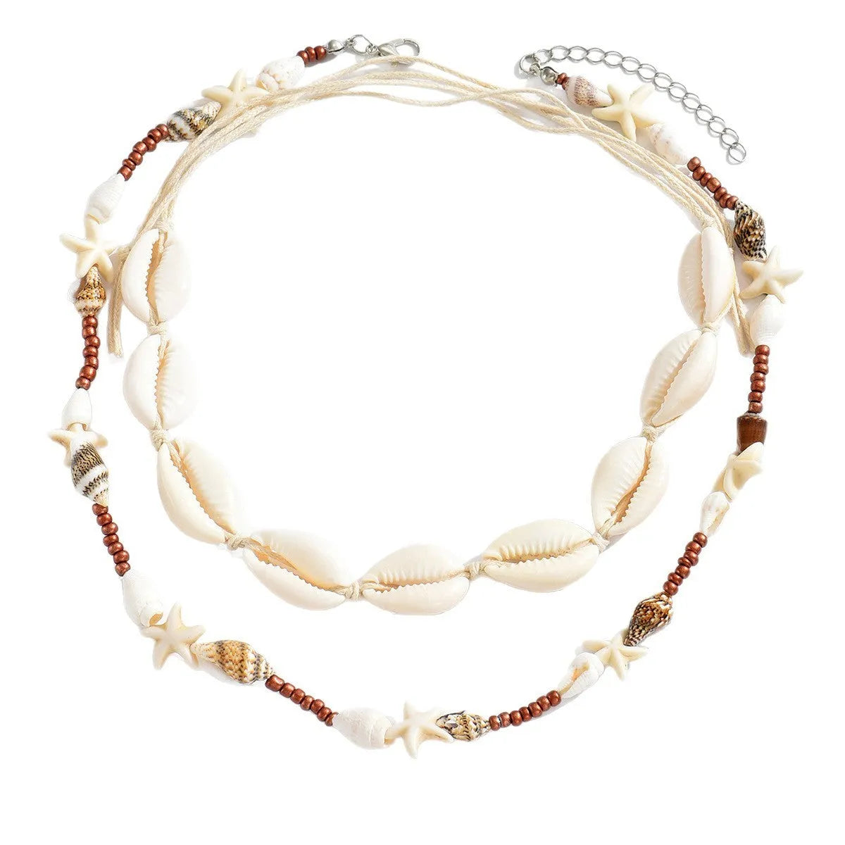Handmade geometric shell necklace in X1900 colour with bohemian style pendant on regular chain