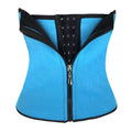 Neoprene breasted belly band for body shaping in black, blue, purple, and red colours.