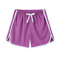 Children's polyester holiday shorts in multiple colours and patterns with height sizing from 100 to 140cm