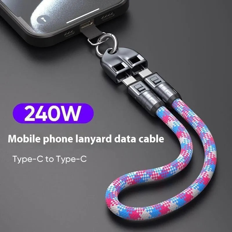 Cherry Blossom rechargeable phone lanyard data cable two-in-one Type-C nylon 1.2m