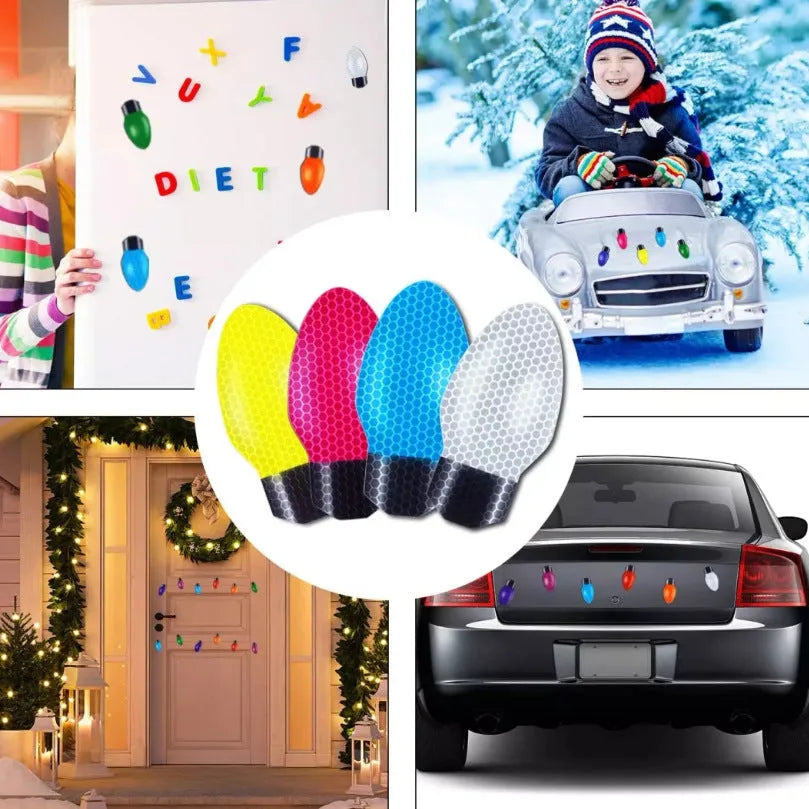 Christmas light bulb reflective magnetic paste set with 24 bulbs and 12 wires for metal surface decoration