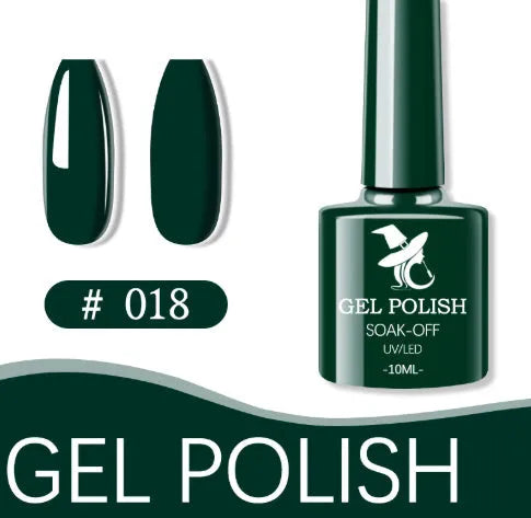48 colour UV phototherapy plastic gel nail polish set with 7ml bottles in various finishes including glitter and nude shades