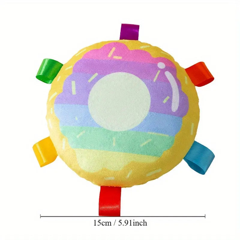 Cartoon plush flying disc dog toy with bite-resistant design for outdoor fetch and training