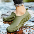 Men's short rain boots in black plastic waterproof construction