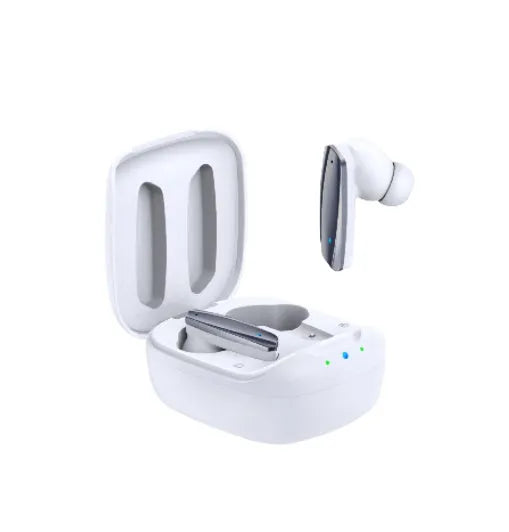 Black and white TWS Bluetooth 5.0 wireless earbuds with charging case and USB cable