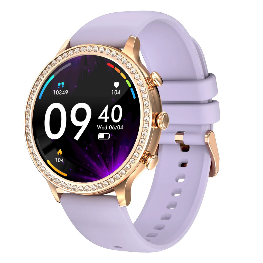 Women's Bluetooth calling smartwatch with aluminium alloy case and silicone band in multiple colour options