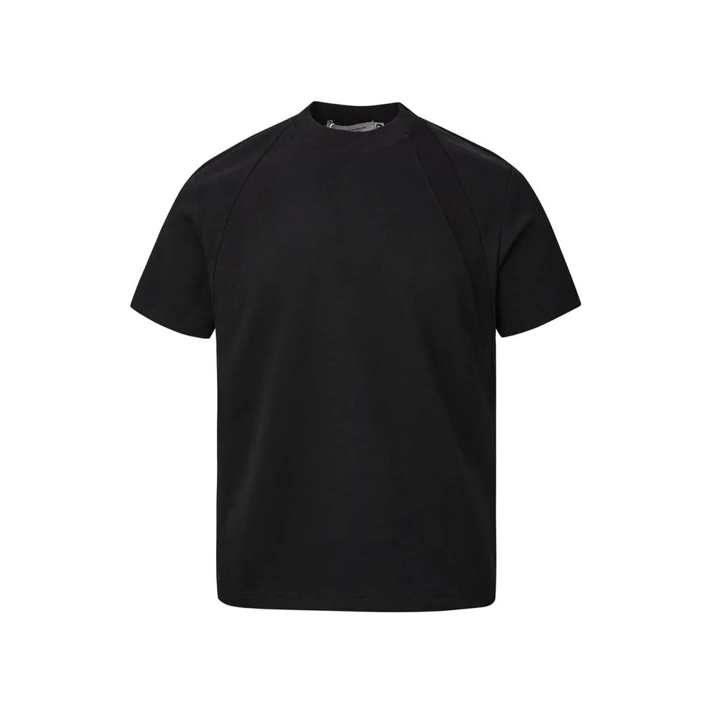 Women's loose fit short sleeve top with air layer stitching detail in grey.