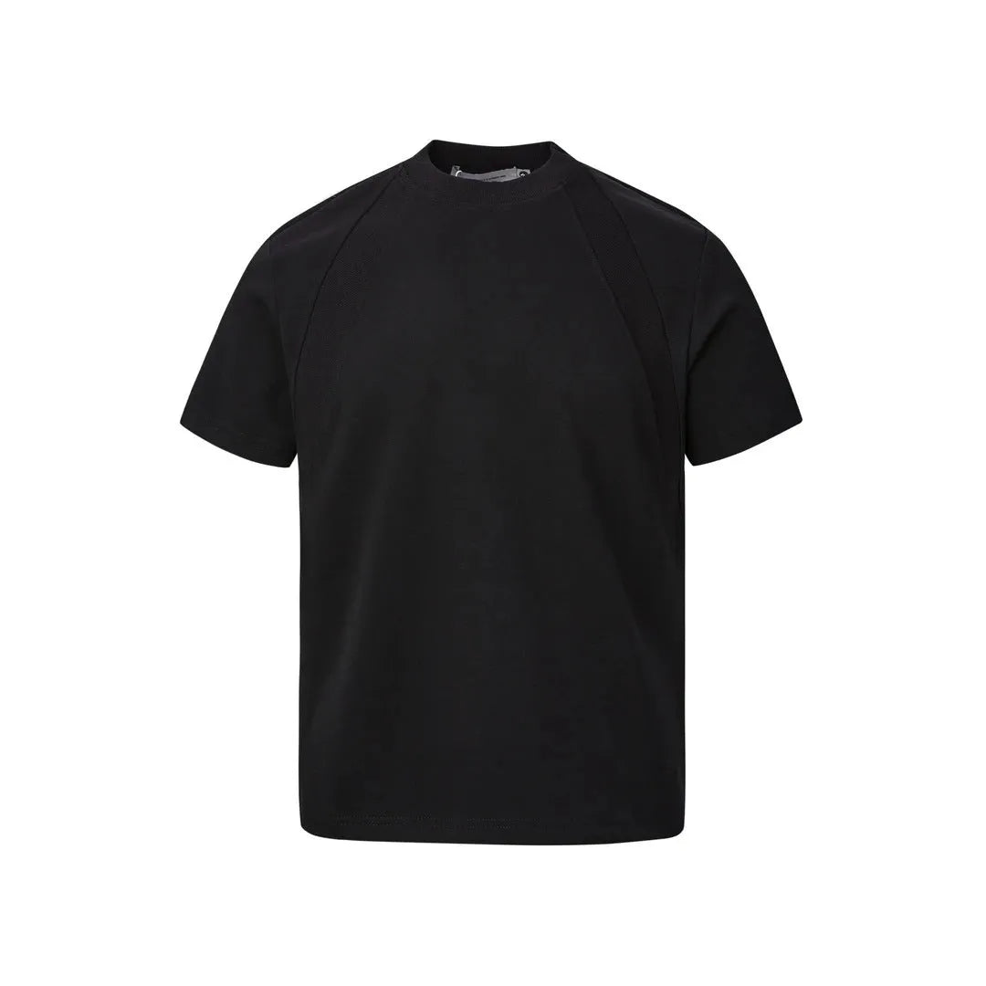 Women's loose fit short sleeve top with air layer stitching detail in grey.