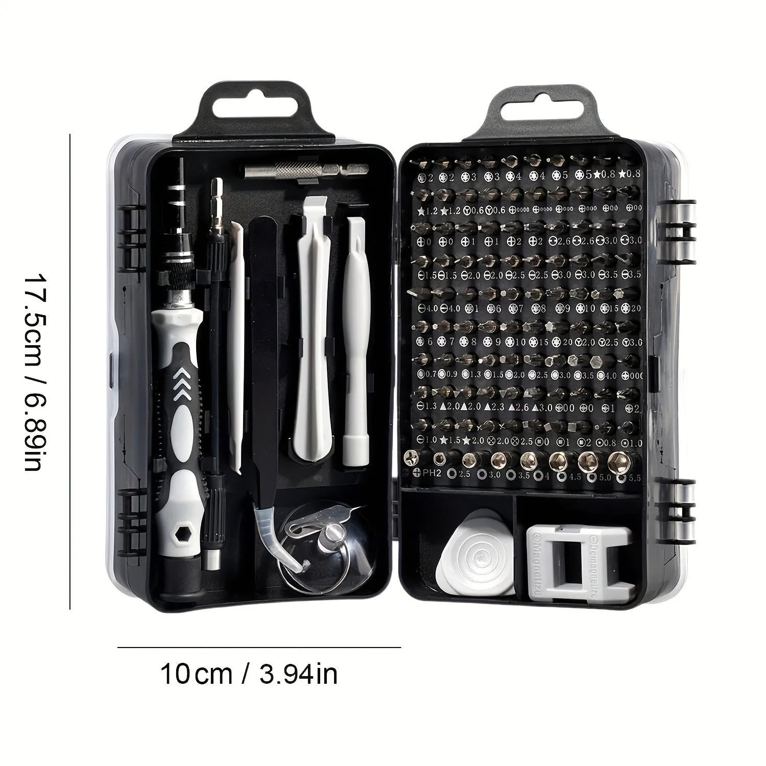 115-in-one manual screwdriver tool set with carbon steel cutter head and 90mm bar on a flat surface