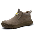 Mid-calf steel toe safety work boots in grey colour with suede leather and steel cloth upper for welding and industrial use