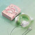 SY-G35 pink cat ear esports earphone with protein cotton earmuffs and woven cable for computer gaming