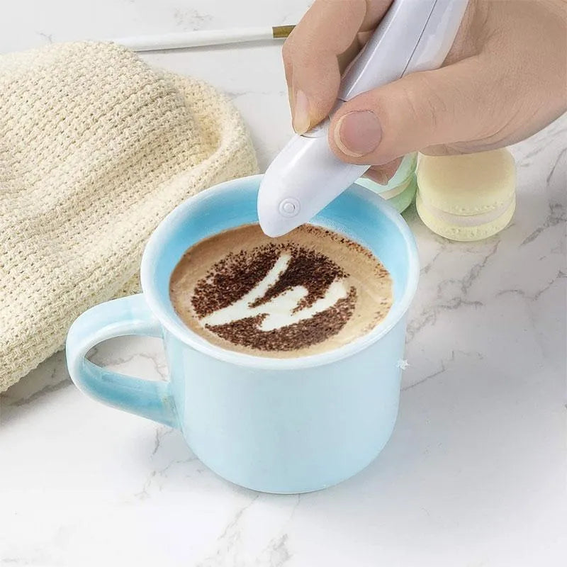 Electric coffee drawing pen in yellow for chocolate food decoration with ABS material
