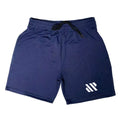 Man wearing loose black metal silk fabric sports shorts for running.