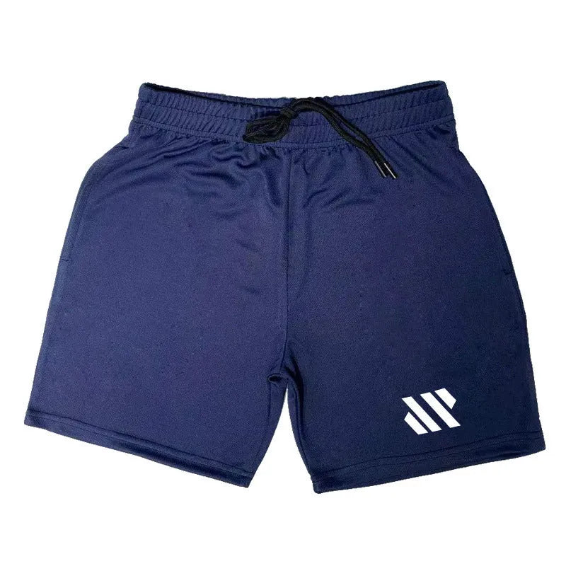 Man wearing loose black metal silk fabric sports shorts for running.