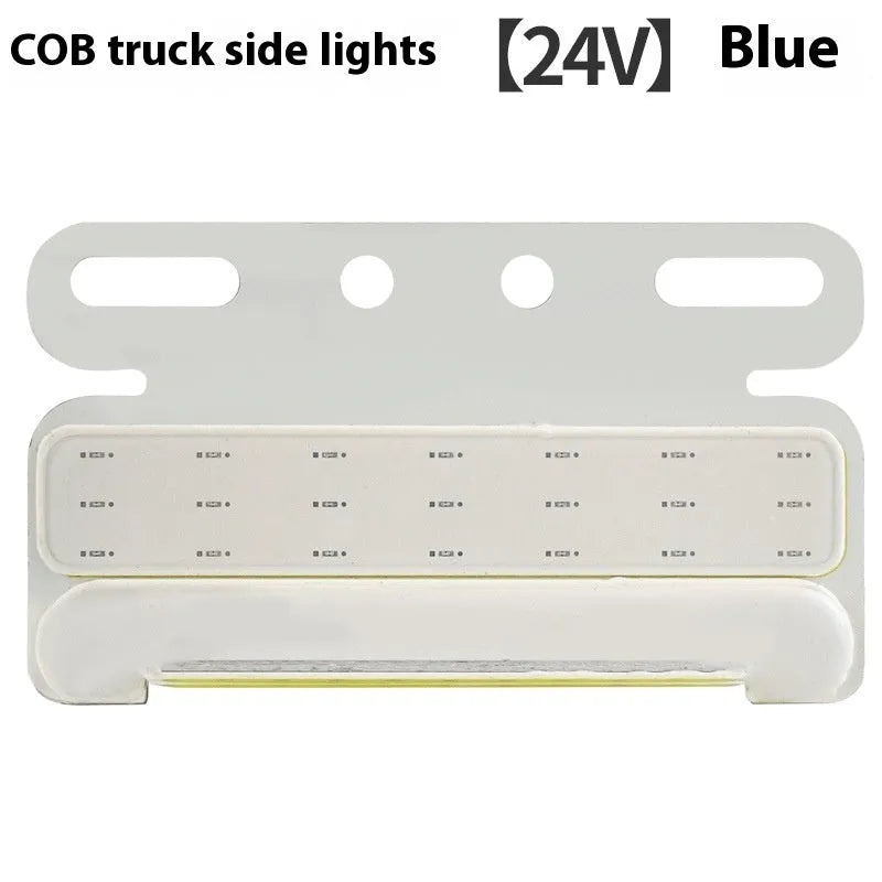 Waterproof aluminium alloy COB LED truck side light in red, mounted near vehicle tyre.