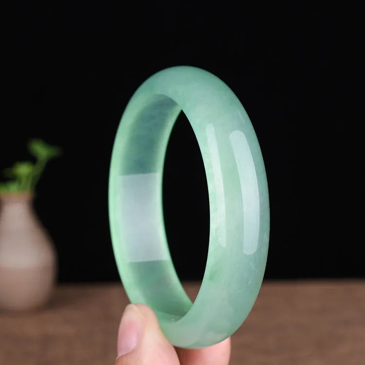 Cyan light green quartz rock jade bracelet for women with adjustable sizing