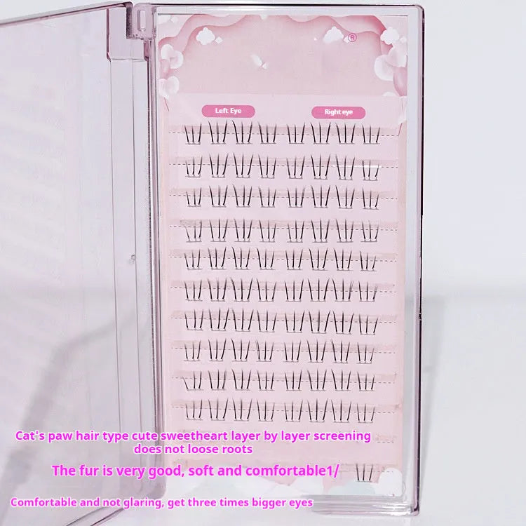 12-row lower false eyelash set in kitten's paw style with sheer roots and pointed tails.