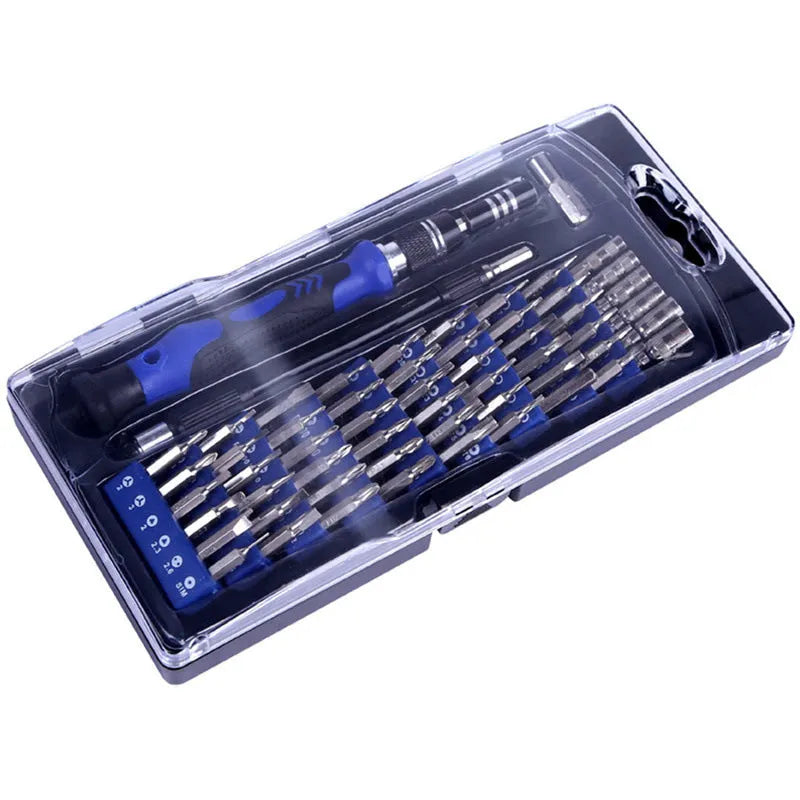 80-in-1 screwdriver set with chrome vanadium steel bits and magnetic handle in a black case